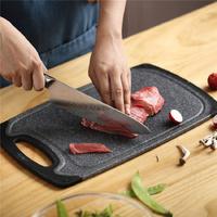 Black 3-Piece Marble Pattern Cutting Board Set – Non-slip PP Plastic, Hanging Design, Kitchen Knife Chopping Board for Vegetable and Meat Prep thumbnail