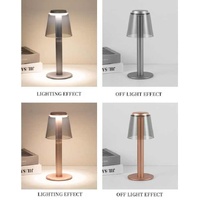 Silver Stylish Transparent Desk Lamp with Touch Control, LED, Type-C Charging - Simple and Modern Design thumbnail