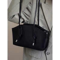 Elegant Black PU Handbag with Stylish Chain Closure – Spacious and Versatile Shoulder Bag thumbnail