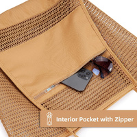 Brown Breathable Mesh Beach Tote Bag – Large Capacity Sand-Free Bag with Zipper Pocket & Multi-Purpose Storage thumbnail