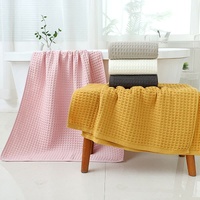 Light Brown Luxury Cotton Waffle Bath Towel, Soft, Quick-Drying, Water Absorbent, Unisex, for Home Use thumbnail