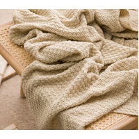 Beige 110cm x 150cm Soft Tassel Throw Blanket for Sofa or Bed, Cozy  Casual Blanket for Office Nap, Minimalist Bed End Cover thumbnail