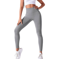 Black Size M High-Waisted Butt-Lifting Seamless Yoga Leggings for Women - Knitted Fitness Pants thumbnail
