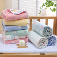 Blue love heart, 6-Layer Muslin Baby Blanket - Soft Cotton Bedding for Infants and Toddlers, 110x110cm thumbnail
