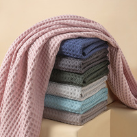 Brown Pure Cotton Waffle Weave Bath Towel - Soft, Absorbent & Extra Large 70x140 cm for Home Use thumbnail