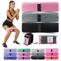 Pink-Grey-Black Fabric Resistance Bands Set - 3 Levels Non-Slip Hip Bands for Strength Training thumbnail