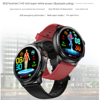 Red Round 1.3 Touch Screen Smartwatch with Heart Rate & Fitness Tracking" thumbnail