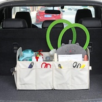 Black Foldable Car Storage Organizer Basket - 55x32x32cm with Handles, Easy to Fold thumbnail