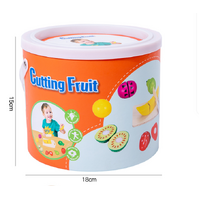 Kids Wooden Fruit Cutting Toy Set - 8 Fruits, Knife, and Cutting Board, 18x15cm Storage Container thumbnail