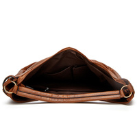 Brown Distressed Faux Leather Hobo Bag - Large Capacity Shoulder Bag for Women thumbnail