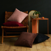 Burgundy Set of 4 Corduroy Pillow Covers - Solid Color Minimalist Throw Cushion Covers - 45x45cm (Pillow Inserts are NOT Included) thumbnail