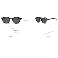Tortoiseshell All Gray Tortoiseshell Feet Retro Round Polarized Sunglasses - Black Frame - Fashion UV Protection thumbnail