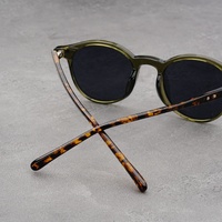 Glossy Black Frame With Gray Flakes 2 Pairs Round Frame Polarized Sunglasses - UV Protection thumbnail