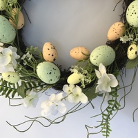 Elegant 45cm Easter Wreath - Vibrant Egg and Floral Design for Festive Door Decor thumbnail