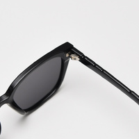 Gloss Black All Gray Retro Small Frame Sunglasses - Black - UV Protection thumbnail
