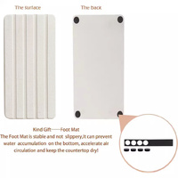 Engraved Inner Frame - White 2-Piece Rectangular Diatomaceous Earth Coaster Set - Absorbent Grooved Mat for Sink and Bathroom thumbnail