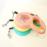 Yellow 5m Cartoon Retractable Dog Leash for Golden Retriever & Poodle Puppies - Durable, Tangle-Free Pet Walking Essential thumbnail