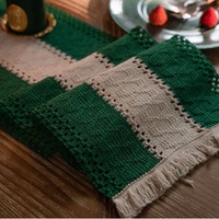 Green-white Vintage-Inspired Chinese Table Runner with Retro Ambiance - 30x200cm New Style Tea Flag for TV Cabinet and Festival Decor thumbnail