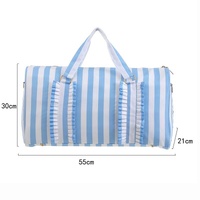 Blue Travel Bag with Large Capacity - Stylish Striped Backpack for Short Trips, 40x28x10cm thumbnail