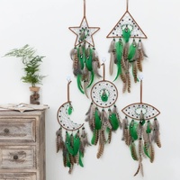 Rounded With Lights Boho Forest Dreamcatcher Wind Chime Pendant - INS Style Moonlit Serenity Decor thumbnail
