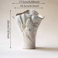 Elegant white vintage ceramic vase - decorative home accessories with floral details thumbnail