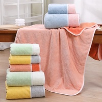 Pink-orange Oversized Double-Sided Coral Fleece Bath Towel | Soft and Absorbent, Thick & Warm, 70x140cm thumbnail