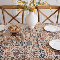 Floral Vintage Bird Tassel Tablecloth | Vintage Cotton and Linen Jacquard Tablecloth, 140*180cm thumbnail