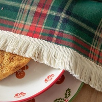 Vintage Plaid Fabric Tablecloth | Classic English Red and Green Plaid Tablecloth for Dining Table and Party Decoration 140*140cm thumbnail
