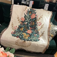 Off white Christmas Tree Throw Blanket | Festive Sofa Cover for Holiday Decor, 110x160cm thumbnail