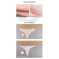 3 pcs Blue Aster High-Waisted Solid Color Cotton Comfort Plus Size Tummy Control Thong Panties for Women - Size M thumbnail