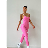 Pink Women's Sleeveless Yoga Bodysuit, High-Waisted, Slim-Fit, L Size thumbnail