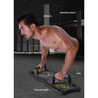 Black Portable Anti-Slip Multi-Function Push-Up Bar with Resistance Bands - Home Fitness Equipment thumbnail