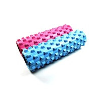 Pink Solid Yoga Foam Roller 45cm - Colorful Wolf Tooth Design Muscle Relaxation Massage Stick for Fitness and Sports thumbnail