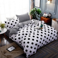 Black Polka Dot Premium Three-Piece Bedding Set - Comfortable Polyester with Adjustable Corner Straps (Quilt Cover 200*230CM + Pillowcase 51*76CM*2) thumbnail