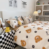Cartoon Bear 4-Piece Bedding Set with Comforter and Pillowcases for Kids - Soft and Cute Bed Linen (Comforter 150x200cm, Bed Sheet 160x230cm, Pillowca thumbnail