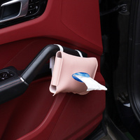 2 pcs Grey Car Sun Visor Tissue Holder - PU Leather Napkin Dispenser for Vehicle Interior thumbnail