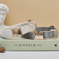 Beige Durable Dog Collar with Metal Buckle - Adjustable Nylon Pet Collar for Small to Large Dogs Size L thumbnail