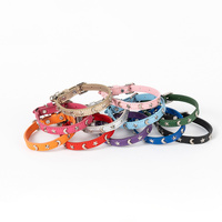 3 pcs Gold Stylish PU Leather Pet Collar - Anti-Loss, Puppy Bell, Star & Moon Design Width 1.2cm Total Length 35cm thumbnail