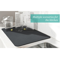2 PCS Green flowers Kitchen Drying Mat - Super Absorbent Dish & Cup Drainer Pad 30x40cm thumbnail