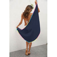 Blue Summer Sun Protection Sarong - Women's Beach Cover-Up with Tassels 68x163cm thumbnail