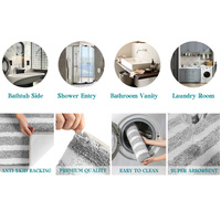 Blue Stripes Absorbent Striped Bathroom Rug - Non-Slip Bath Mat for Bathroom, Toilet & Shower Room Entrance 60x60cm thumbnail
