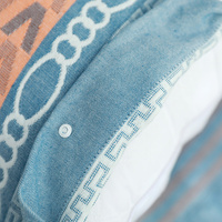 Blue B pattern Snap-On Cotton Gauze Pillowcase Set - Full Coverage, Non-Slip, Easy Closure (One pair without pillow core) thumbnail