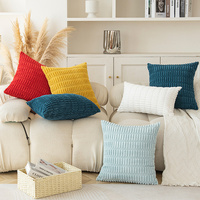 Blue Set of 2 Corduroy Style Throw Pillow Covers - Machine Washable 55*55CM thumbnail