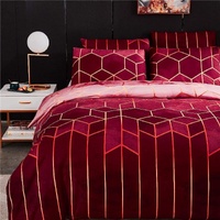 Geometric Print Duvet Cover - 3 Piece Red Ombre Bedding Set Quilt cover 230X265cm-Pillowcase 51X92cm thumbnail