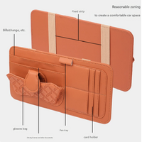 Brown Car Organizer - Sun Visor Clip with Sunglasses Holder, Card Holder, Cash Pocket thumbnail