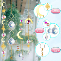 (Style 4) 4 pcs Crystal Wind Chimes-Sun Catcher Star Moon Dream Catcher for Window 32cm thumbnail