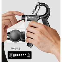 Black 5-Piece Hand Grip Strength Training Set – Adjustable Grip Exerciser, Silicone Grip Rings & Grip Ball thumbnail