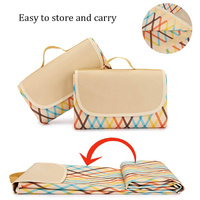 Red Stripes Stitching Premium Picnic Mat - Extra Thick & Waterproof Oxford Cloth Camping Blanket - 145x180cm thumbnail