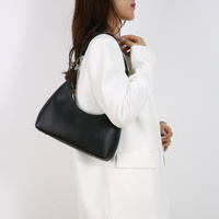 Black Women's Trendy PU Leather Shoulder Bag - Fashionable Underarm Hobo Bag with Adjustable Strap thumbnail