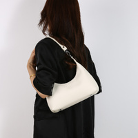 Off White Women's Trendy PU Leather Shoulder Bag - Fashionable Underarm Hobo Bag with Adjustable Strap thumbnail